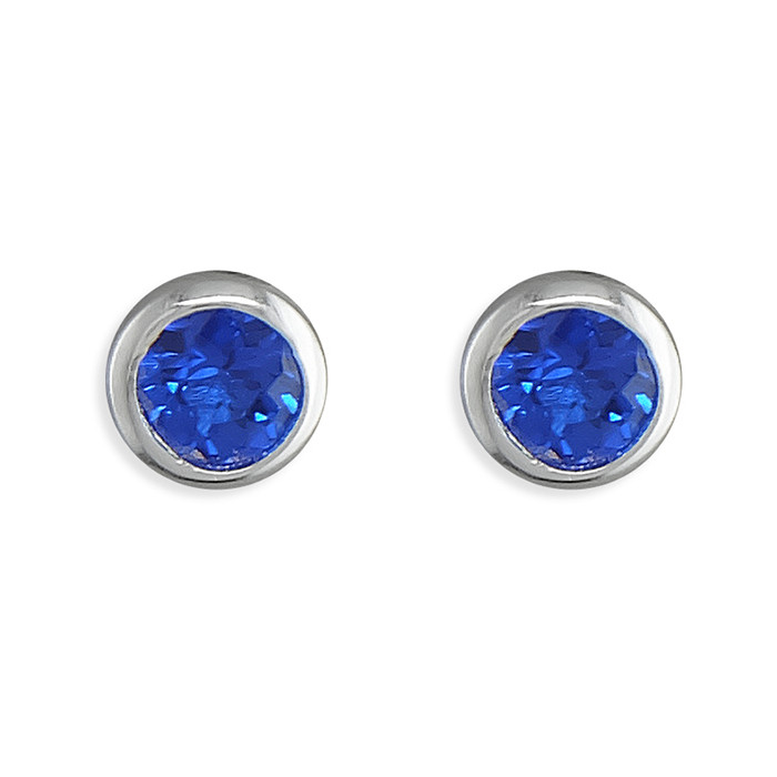 Silver September Birthstone Rubover Cubic Zirconia Stud 1
