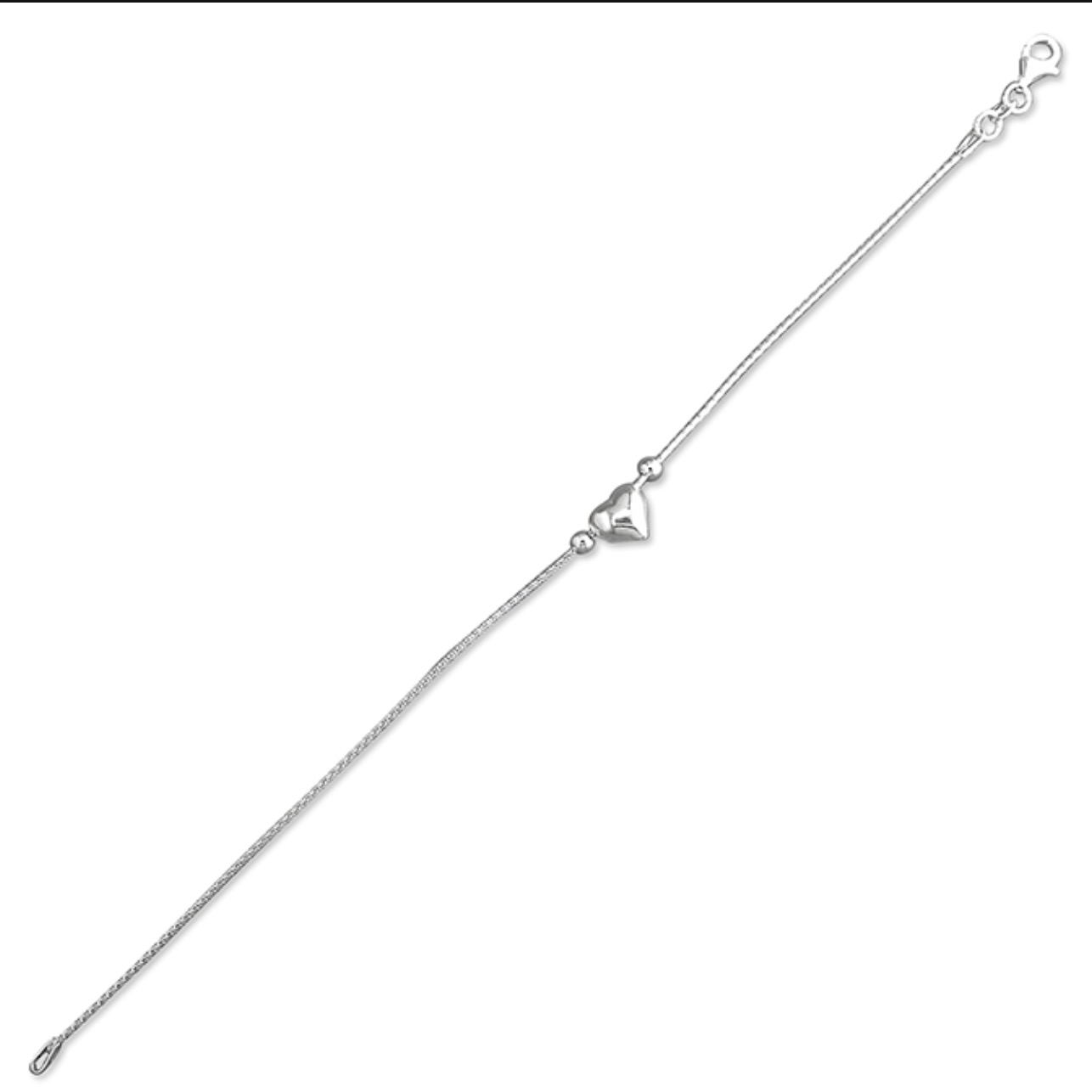 Sterling Silver Sliding Heart Bracelet