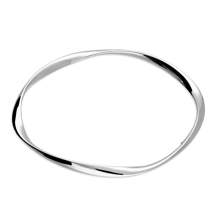 Sterling Silver Twist Plain Slave bangle 1