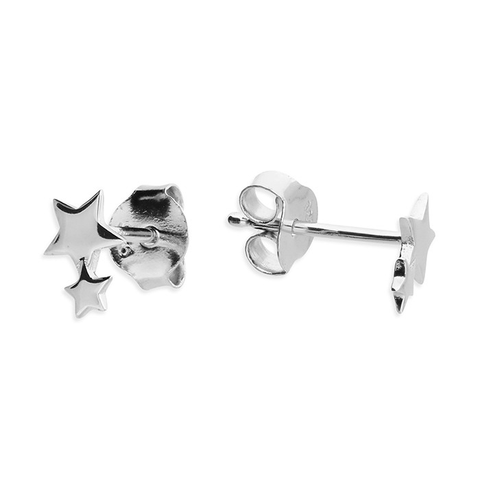 Silver Double Star Stud 1