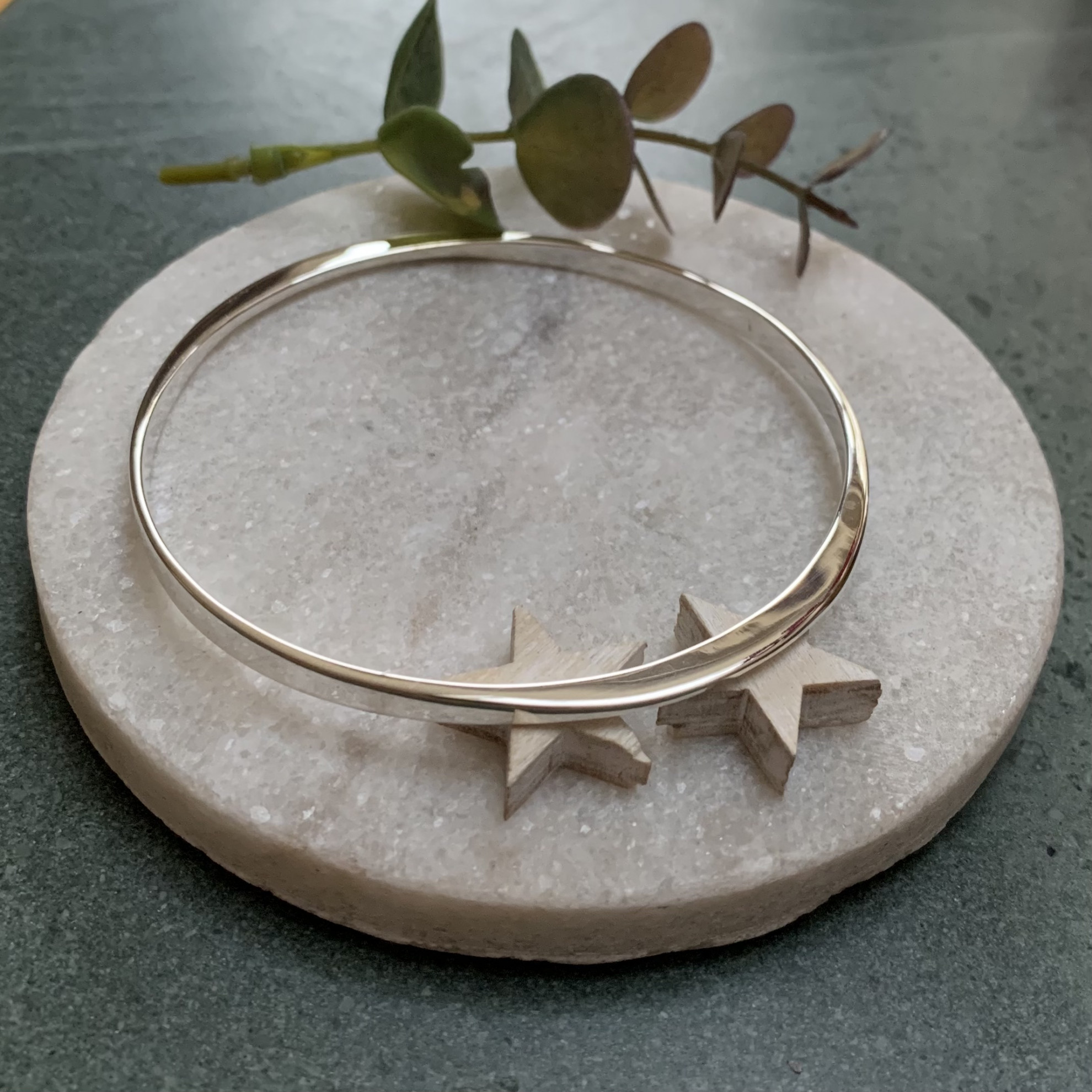 Sterling Silver Thick Single Curl Slave Bangle 2