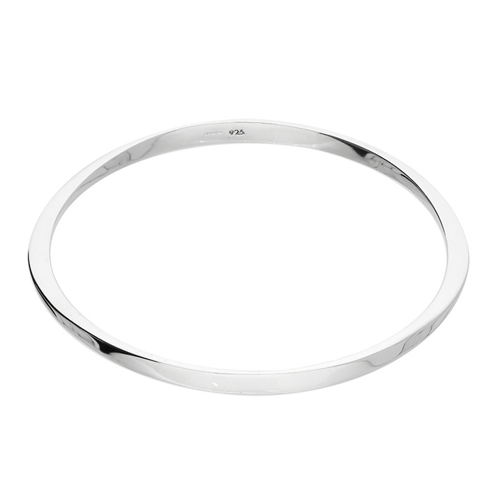 Sterling Silver Thick Single Curl Slave Bangle 1