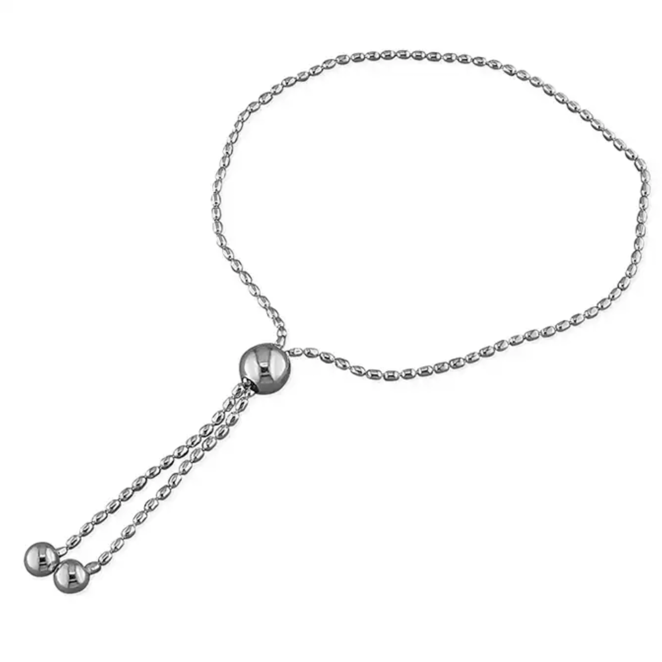 Sterling Silver Thin Bead Ball Slider Bracelet