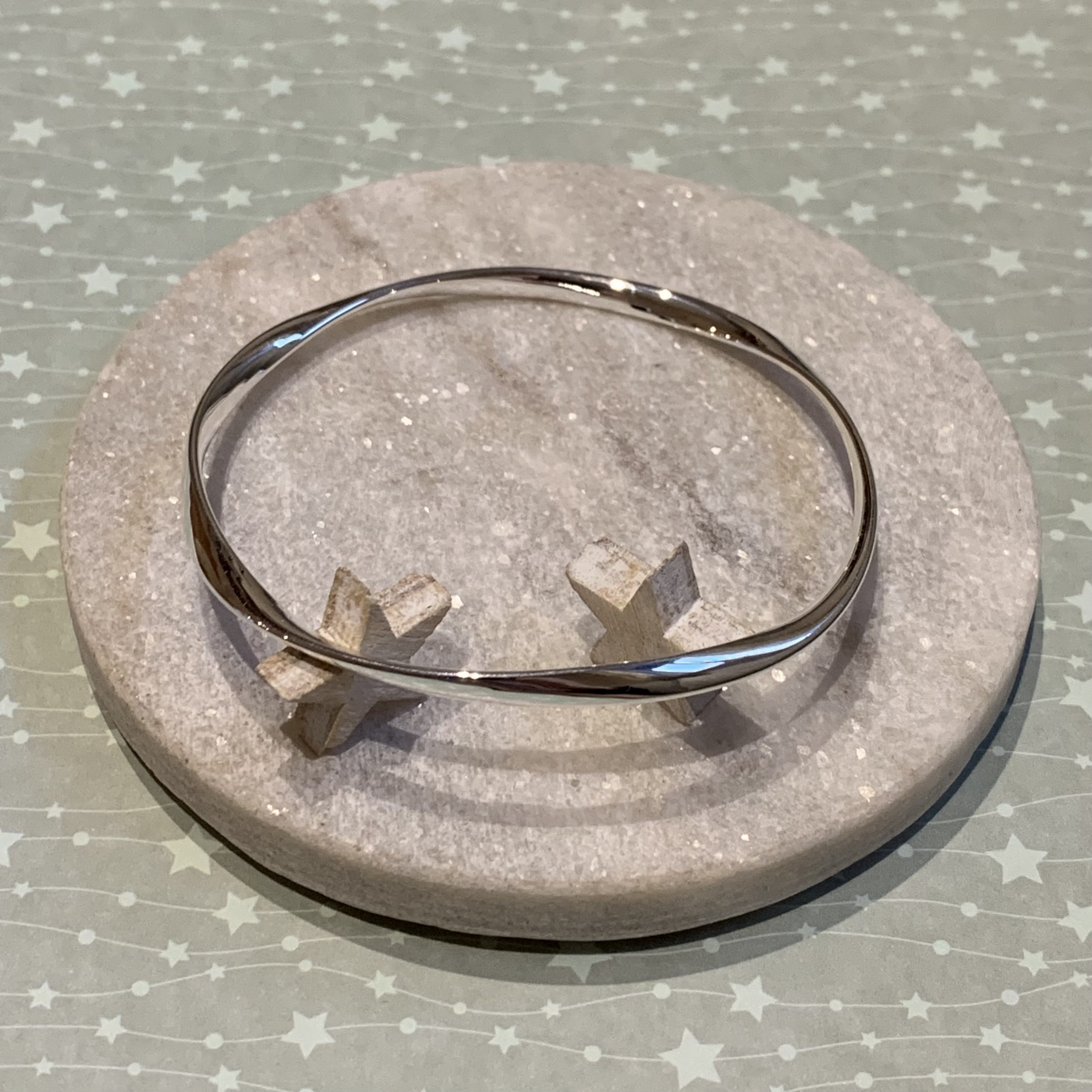 Sterling Silver Twist Plain Slave bangle 2