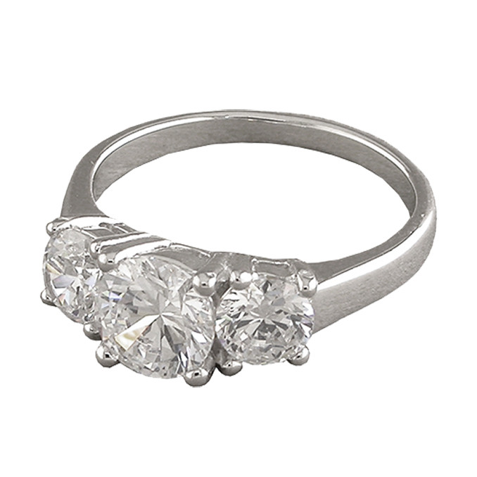 Silver Triple Cubic Zirconia Stone Ring 1